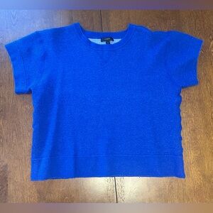 J. Crew Merino Wool Women's Royal Cobalt Blue Crew Neck Sweater Tee Shirt Top